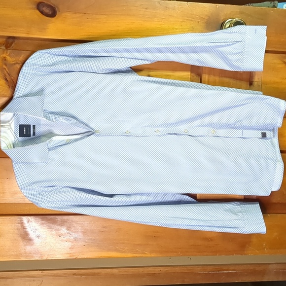 STRELLSON* Silas button front collared long sleeve mens dress shirt 41/16 blue - Picture 8 of 12